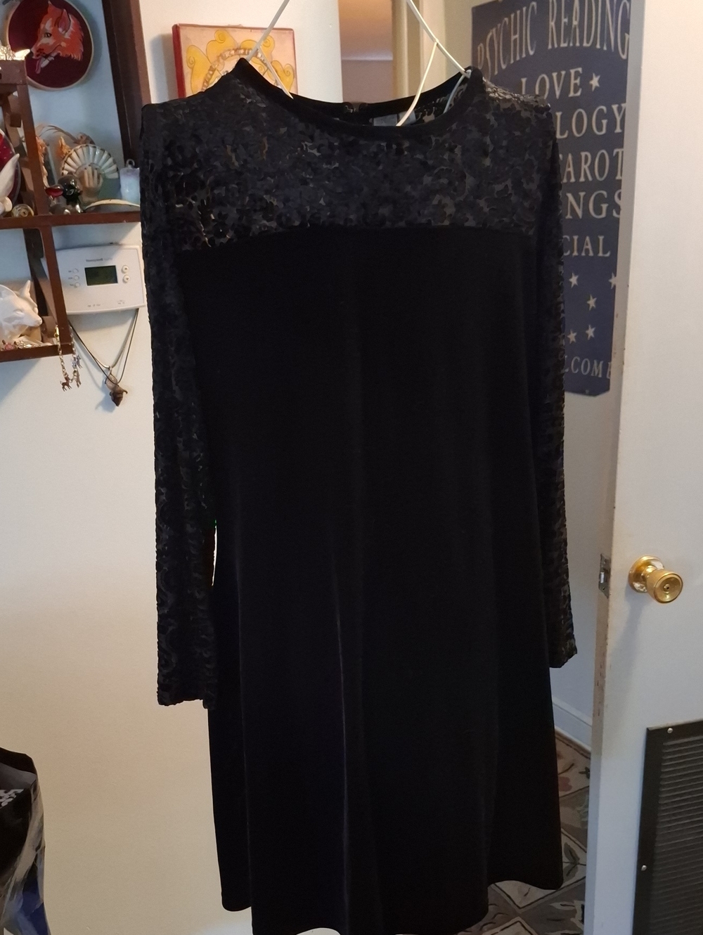90s Witchy Jacqueline Ferrar Black Velvet Burnout Dress Sz 16